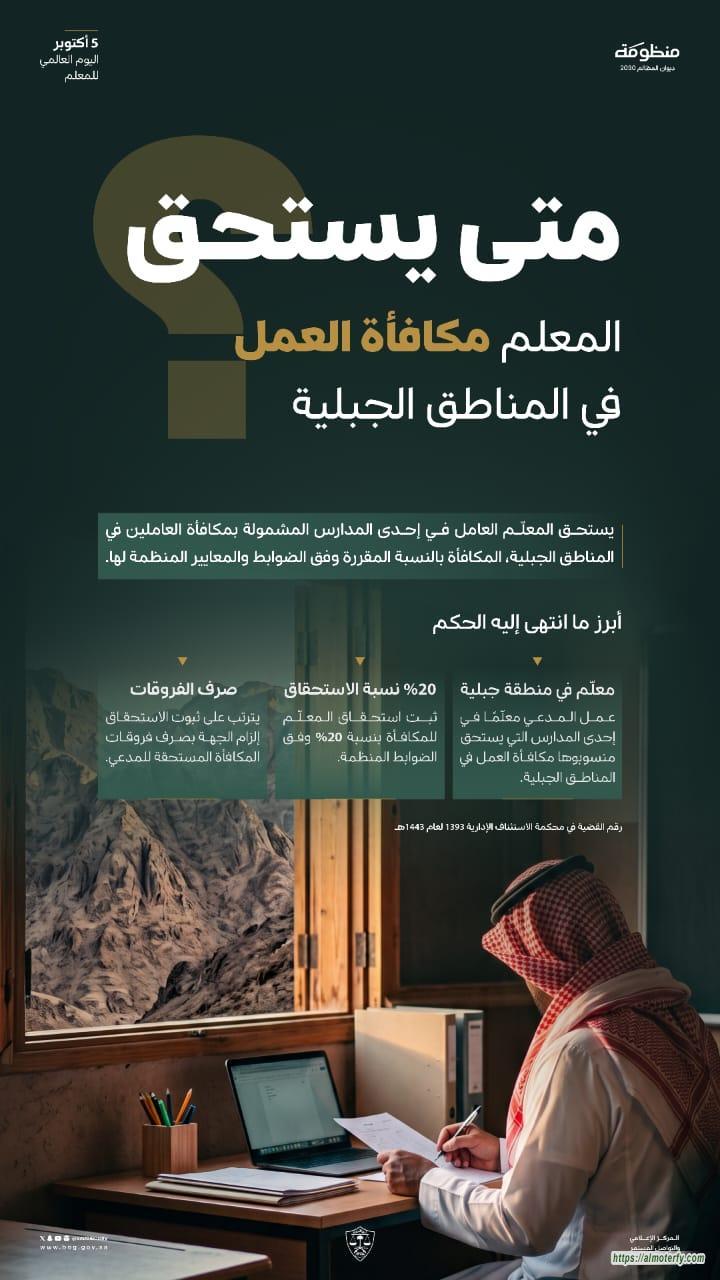 في اليوم العالمي للمعلم.. ديوان المظالم يبرز حكمًا قضائيًا أنصف معلمًا في مكافأة المناطق الجبلية  في اليوم العالمي للمعلم.. ديوان المظالم ينصف معلمًا في استحقاق مكافأة المناطق الجبلية
